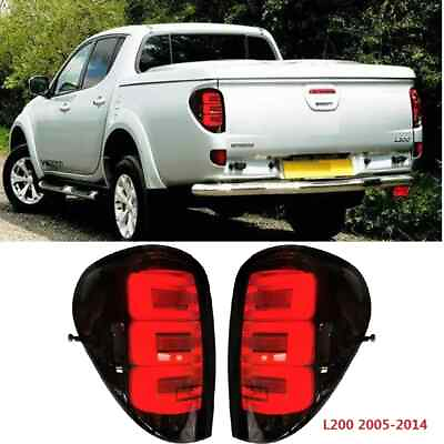 #ad Pair LED Tail Lights Rear Brake Lamps For Mitsubishi L200 Triton 2005 2014 Smoke $258.00