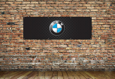 #ad #ad CARBON BACKGROUND BMW LOGO BANNER SIGN WATERPROOF MAN CAVE WORKSHOP TRACKSIDE GBP 12.99