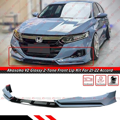 #ad For 21 22 Honda Accord V2 Akasaka Sonic Gray Pearl 2 Tone Front Bumper Lip Kit $148.99