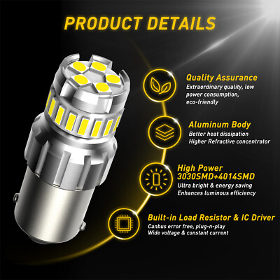 #ad Bright 7506 1156 LED Backup Reverse Bulbs Light White 6500K Canbus Free Error GBP 12.29