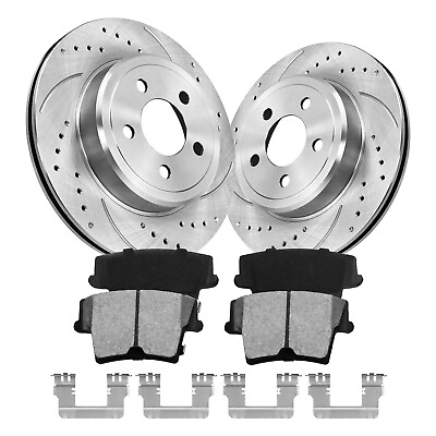 #ad Rear Brake Rotors And Ceramic Pads For Chrysler 300C 2005 15 Drilled amp; Slotted $94.93