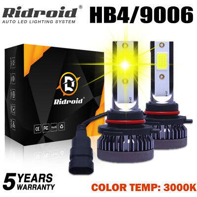 #ad Pair 9006 HB4 3000K Yellow LED Headlight Super Bright Fog Driving Light Bulb Kit $10.99