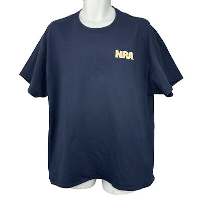 #ad #ad NRA National Rifle T Shirt Men’s XL Blue Gildan Cotton US Ammo Flag Firearm $12.79
