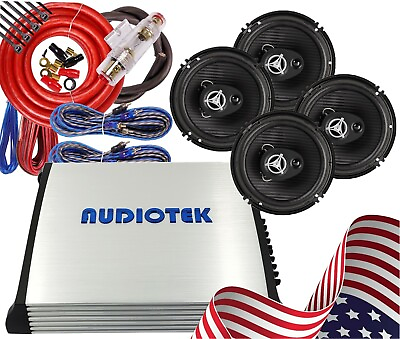 #ad 4x Power Acoustik 6.5″ 400W Speakers Audiotek 1000W 4 Channel Amplifier Kit $169.99