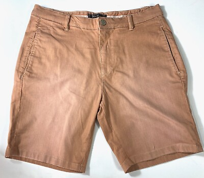#ad NEW mens light brown faded 34 HERITAGE chino shorts nevada flat front 36 x 9 $27.99