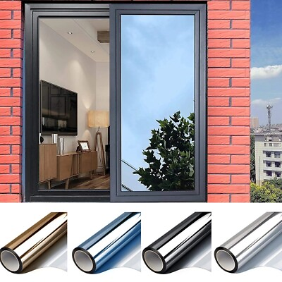 #ad One Way Mirror Tint Window Film Privacy Protect UV Reflective Sun Block For Home $9.90