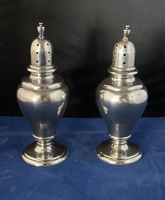 #ad Salt and Pepper Sterling Silver Pair 4 3 4 Inch Unweighted Watrous Mfg. $90.00