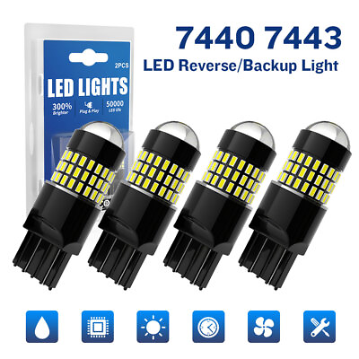 #ad 4Pcs 7443 7444 W21W 7440 Bright Red LED Rear Turn Signal Brake Tail Light Bulbs $28.99