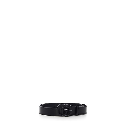#ad GUCCI 490$ Men#x27;s Thin Belt Black Leather With Black GG Marmont Buckle $312.00