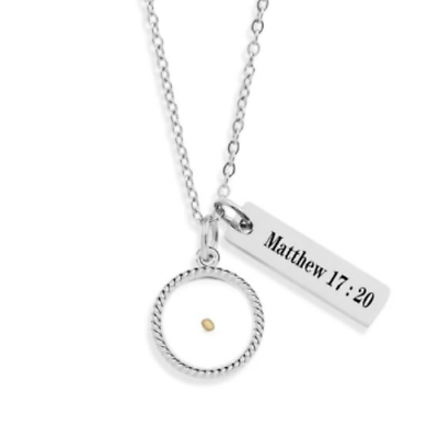#ad Stainless Steel Christian Faith Bible Necklace Real Mustard Seed Circle Shape $14.15