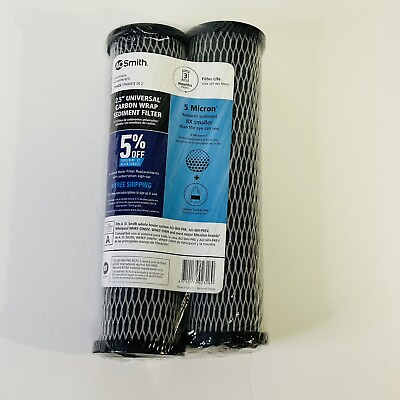 #ad AO Smith 2.5” Universal Carbon Wrap Sediment Filter 5 Micron NIP 2 Pack $8.49