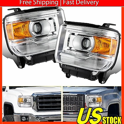 #ad For 15 19 GMC 3500HD Left Sierra 2500HD amp; Right Projector Headlights $195.69