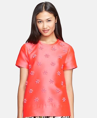 #ad KATE SPADE NEW YORK FLORAL CLUSTER SILK BLOUSE 4 S EMBELLISHED TOP $498 NEW $49.00