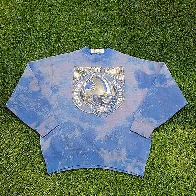 #ad Vintage 1995 NFL Detroit Lions Sweatshirt L Short 22x25 Faded Blue Upcycled USA $188.77