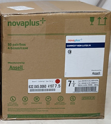 #ad Case of Ansell V20685775 novaplus Gammex non latex PI 50 pair box 4 boxes case $249.99