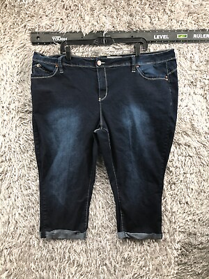 #ad Royalty Jeans Capri Plus Size 24W Womens Dark Wash Blue READ $8.96