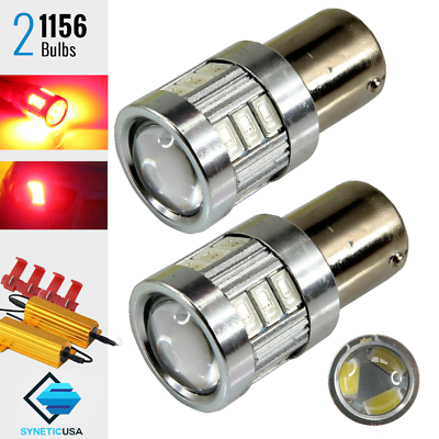 #ad 2x 1156 High Power 5630 LED Bright Red Projector Turn Signal Bulbs w Resistors $14.98