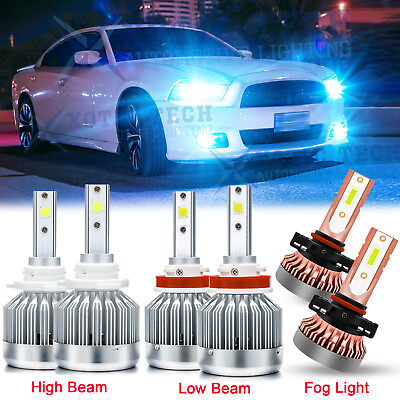 #ad 8000K For Dodge Charger 2011 2012 2013 14 LED Headlight High Low Fog Light Bulbs $36.89