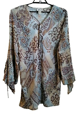 #ad Magic Womens Plus Size 2X Cover Up Top Long Sleeve Split Bell Cuff Wear To Work $15.99
