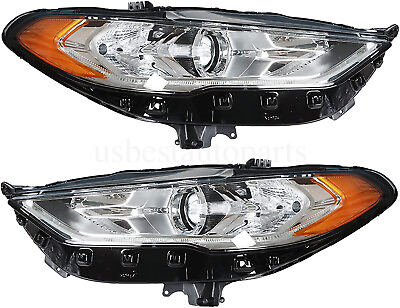 #ad Headlamp Headlight Pair LH RH W LED DRL Projector For 2017 2020 Ford Fusion $203.99
