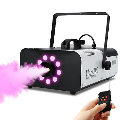 #ad 1500W Fog Smoke Machine RGB LED Stage DJ Fogger Smoke Effect Multi Color Remote $78.99