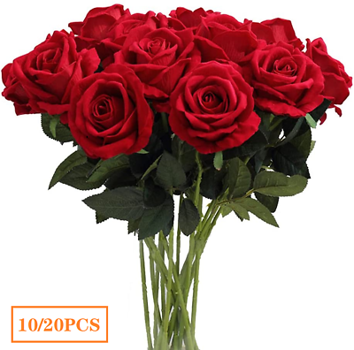 #ad 10 20PCS Silk Rose Artificial Flowers Fake Bouquet Wedding Home Party Decor USA $11.73