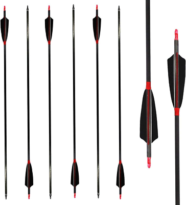 #ad Carbon Archery Arrows 500 Spine with Real Feathers for Compound Recurve Bow 12 $61.99