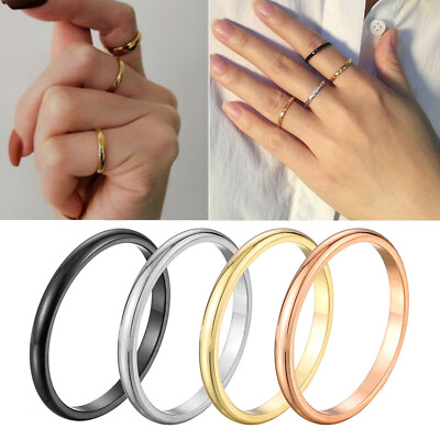 #ad 2mm Circle Women Ring Couple Ring Finger Ring Prime Ring Plain ewelry Gifts $1.59