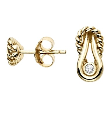 #ad 14k Gold Diamond Fancy Stud Earrings Real Gold Earrings 0.05Ct Diamond $450.00