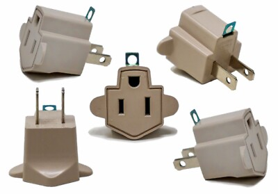 #ad 5 Pieces Electrical Grounding Adapter 3 Prong to 2 Prong Plug AC ETL Listed 125V $7.95
