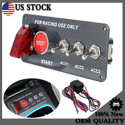 #ad Racing Car Carbon Ignition Button Switch Panel Engine Start Push LED 12V Toggle $17.90