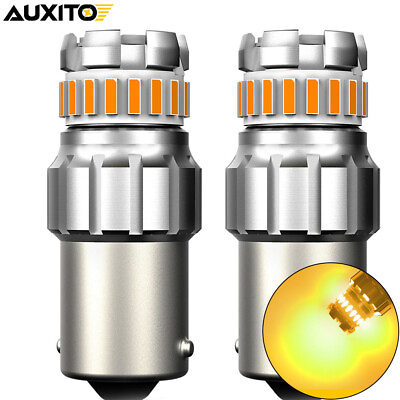 #ad 2X BA15S Amber LED Ultra Bright Turn Signal Indicator No Hyperflash Bulb CANBUS $14.99
