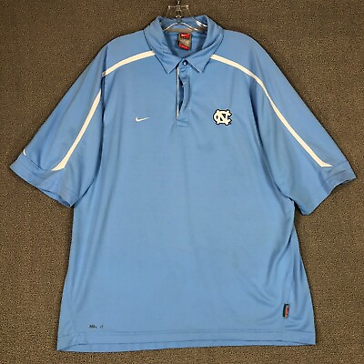 #ad North Carolina Tar Heels Polo Shirt Mens Large NCAA Blue White Golf Nike Team $9.48