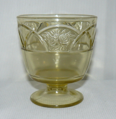 #ad Open Sugar Bowl Federal Glass Rosemary Dutch Rose Amber Pedestal Round 4x4quot; $11.17