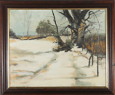 #ad Margaret Parker 1925 2012 Framed 20th Century Oil Snow at Riplingham $471.12