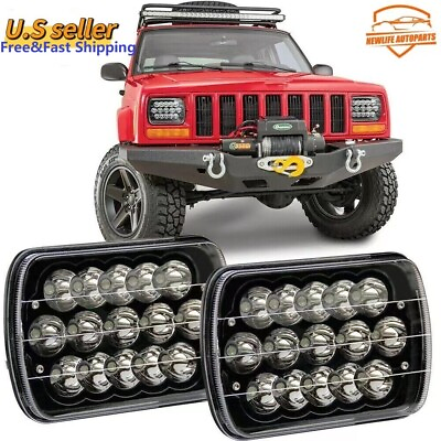 #ad For Jeep Cherokee XJ 1984 2001 Pair 5x7quot; 7x6 LED Headlights Sealed High Low Beam $32.99