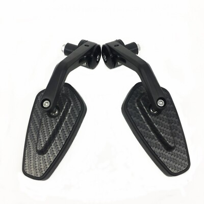 #ad Carbon Universal Motorcycle Rear View Handle Bar End 7 8quot; 22mm Side Mirrors ATV $15.99