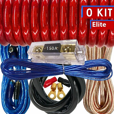 #ad 5000W SX 0 Gauge Amp Kit Amplifier Install Wiring Complete 0 Ga Car Wires Red $42.99