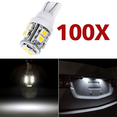#ad 100x T10 10SMD 3528 Truck Trailer License Plate LED Light Bulbs 168 194 White $35.91