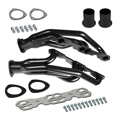 #ad Black Coated Steel Headers For 88 97 Chevy GMC Truck 1500 2500 3500 5.0L 5.7L $132.99