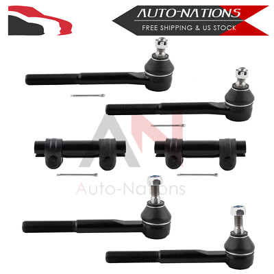 #ad Front Steering Tie Rod End Inner amp; Outer Kit Set 6Qty Fits Chevrolet GMC 4WD New $49.30