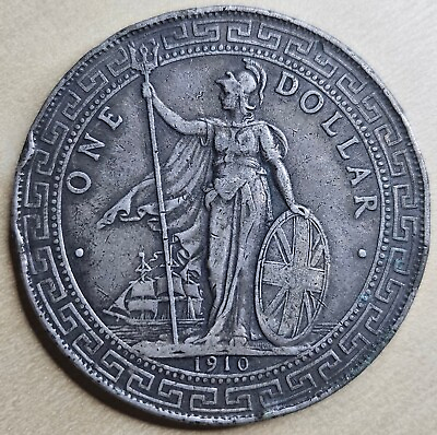 #ad China British Silver Trade $1 Dollar 1910 B Extremely Fine XF Detail Rim Dmg $179.99