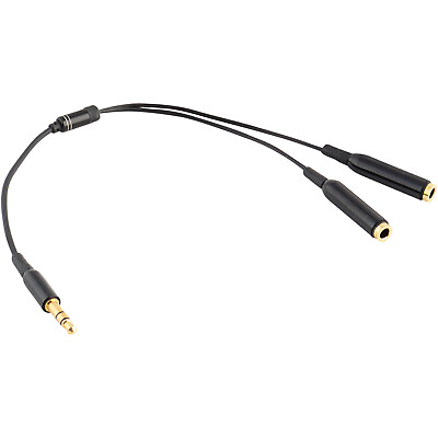 #ad 6quot; 1 Male to 2 Female Gold Plated 3.5mm Audio Y Splitter Headphone Cable Black $4.97