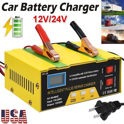 #ad Car Battery Charger Heavy Duty 12V 24V Smart Automatic Intelligent Pulse Repair $19.49