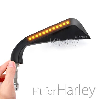 #ad KiWAV Axe Black Rear Side Mirrors w LED Turn signals for Harley Screaming Eagle AU $215.70