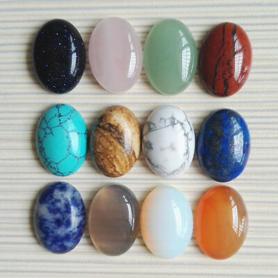 #ad Wholesale 20pcs lot Natural Gemstone Mixed Oval CAB CABOCHON Stone Beads 12x16mm $12.34