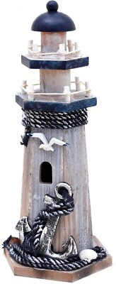 #ad Wooden Lighthouse Decor 10.25Inch Decorative Nautical Lighthouse Rustic Ocean S $17.99
