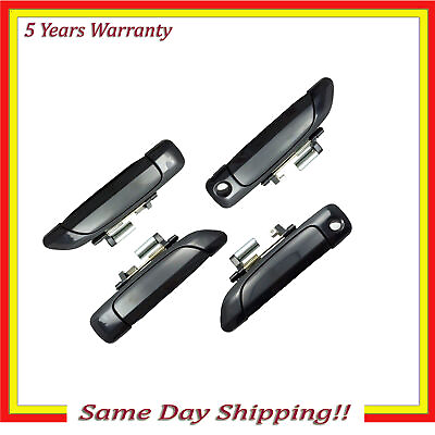 #ad Outside Door Handle 4PCS For 01 05 Honda Civic Smooth Black DS555 Front amp; Rear $67.33