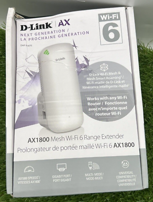 #ad D Link AX1800 Mesh Wi Fi 6 Range Extender DAP X1870 Open Box C $39.98