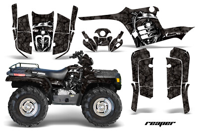 #ad ATV Graphics Kit Decal Wrap For Polaris Sportsman 400 700 95 04 Reaper Black $269.95